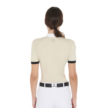 Polo de competición para mujer corte slim con inserciones en contraste en los hombros Equestro Polo de competición para mujer corte slim con inserciones en contraste en los hombros Equestro