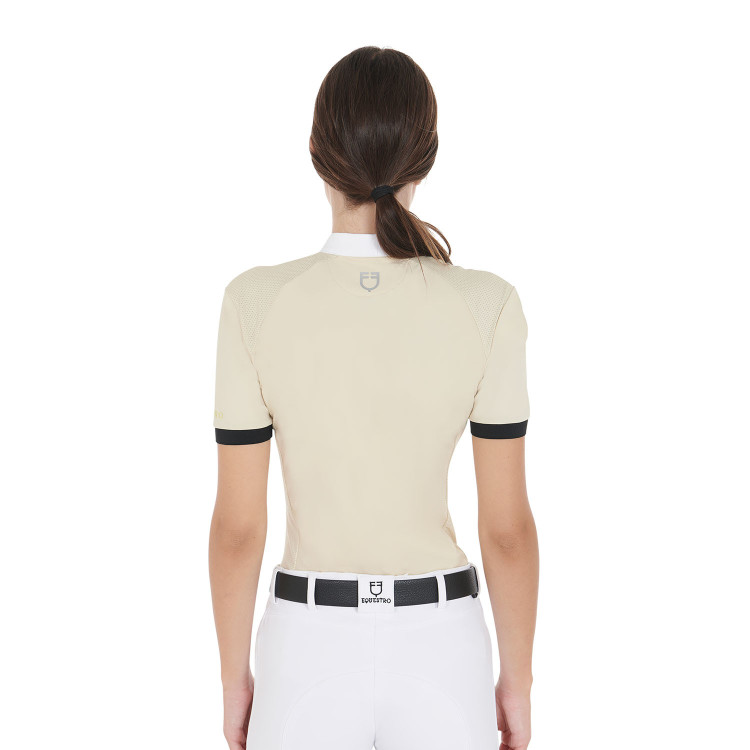 Polo de competición para mujer corte slim con inserciones en contraste en los hombros Equestro Polo de competición para mujer corte slim con inserciones en contraste en los hombros Equestro