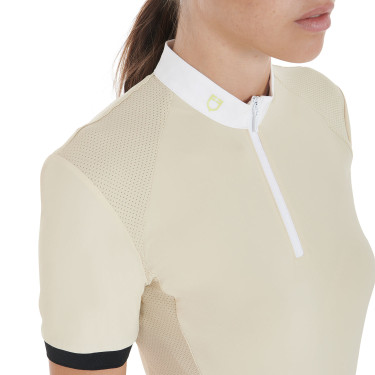 Polo de competición para mujer corte slim con inserciones en contraste en los hombros Equestro Polo de competición para mujer corte slim con inserciones en contraste en los hombros Equestro
