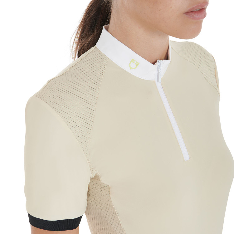 Polo de competición para mujer corte slim con inserciones en contraste en los hombros Equestro Polo de competición para mujer corte slim con inserciones en contraste en los hombros Equestro