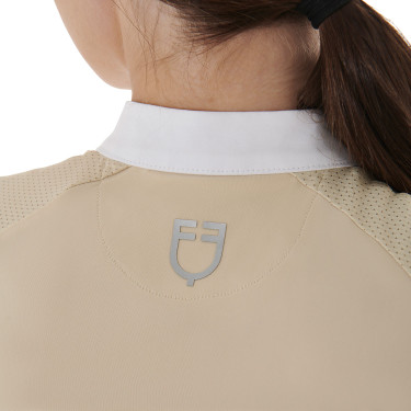 Polo de competición para mujer corte slim con inserciones en contraste en los hombros Equestro Polo de competición para mujer corte slim con inserciones en contraste en los hombros Equestro