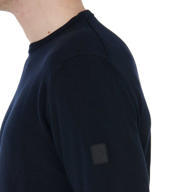 Jersey de cuello redondo Equestro para hombre de lana merina Jersey de cuello redondo Equestro para hombre de lana merina