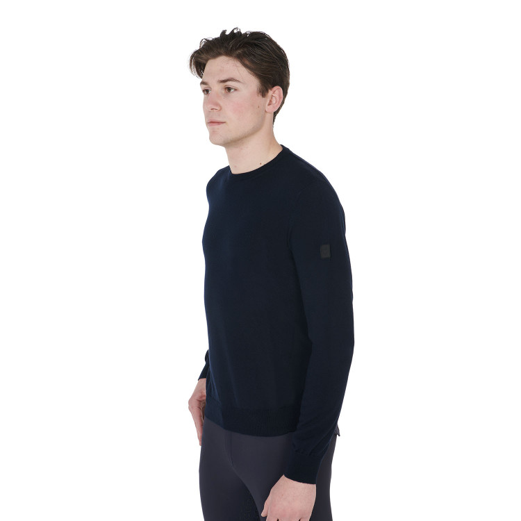 Jersey de cuello redondo Equestro para hombre de lana merina Jersey de cuello redondo Equestro para hombre de lana merina