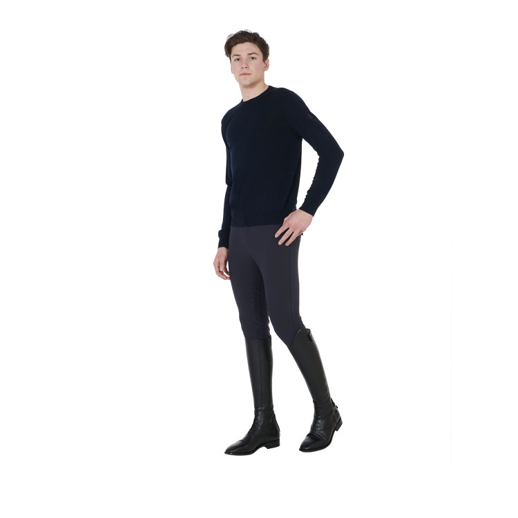 Jersey de cuello redondo Equestro para hombre de lana merina Jersey de cuello redondo Equestro para hombre de lana merina