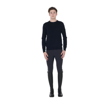 Jersey de cuello redondo Equestro para hombre de lana merina Jersey de cuello redondo Equestro para hombre de lana merina