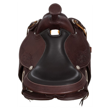 Silla western con adornos de acero inoxidable, cuero granulado y estampado floral 2815 Denver Silla western con adornos de acero inoxidable, cuero granulado y estampado floral 2815 Denver