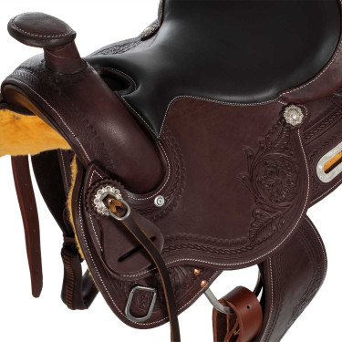 Silla western con adornos de acero inoxidable, cuero granulado y estampado floral 2815 Denver Silla western con adornos de acero inoxidable, cuero granulado y estampado floral 2815 Denver