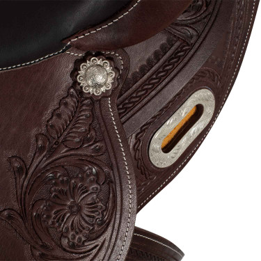 Silla western con adornos de acero inoxidable, cuero granulado y estampado floral 2815 Denver Silla western con adornos de acero inoxidable, cuero granulado y estampado floral 2815 Denver
