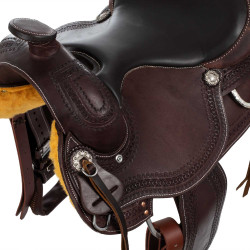 Silla western adornos de acero inoxidable cuero graneado y estampado serpiente 2817 Denver Aceite oscuro Marrón