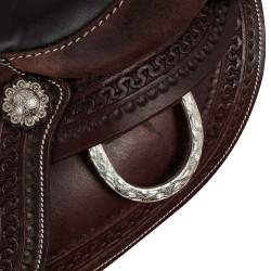 Silla western adornos de acero inoxidable cuero graneado y estampado serpiente 2817 Denver Aceite oscuro Marrón