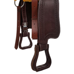 Silla western adornos de acero inoxidable cuero graneado y estampado serpiente 2817 Denver Aceite oscuro Marrón