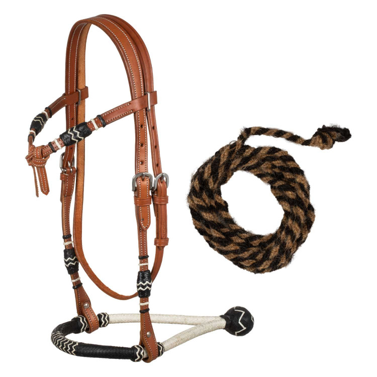 Set de bosal bicolor con riendas de crin de caballo Pool's