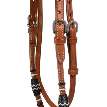 Set de bosal bicolor con riendas de crin de caballo Pool's Set de bosal bicolor con riendas de crin de caballo Pool's