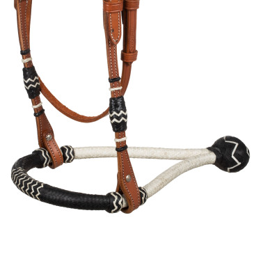 Set de bosal bicolor con riendas de crin de caballo Pool's Set de bosal bicolor con riendas de crin de caballo Pool's