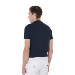 Camiseta de algodón Equestro para hombre corte slim estampado Jump Marino Azul marino