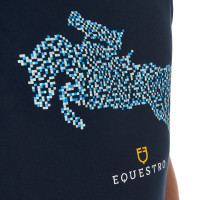 Camiseta de algodón Equestro para hombre corte slim estampado Jump Marino Azul marino