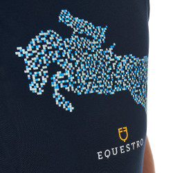 Camiseta de algodón Equestro para hombre corte slim estampado Jump Marino Azul marino