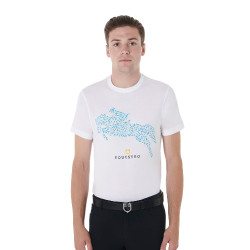 Camiseta de algodón Equestro para hombre corte slim con estampado Jump