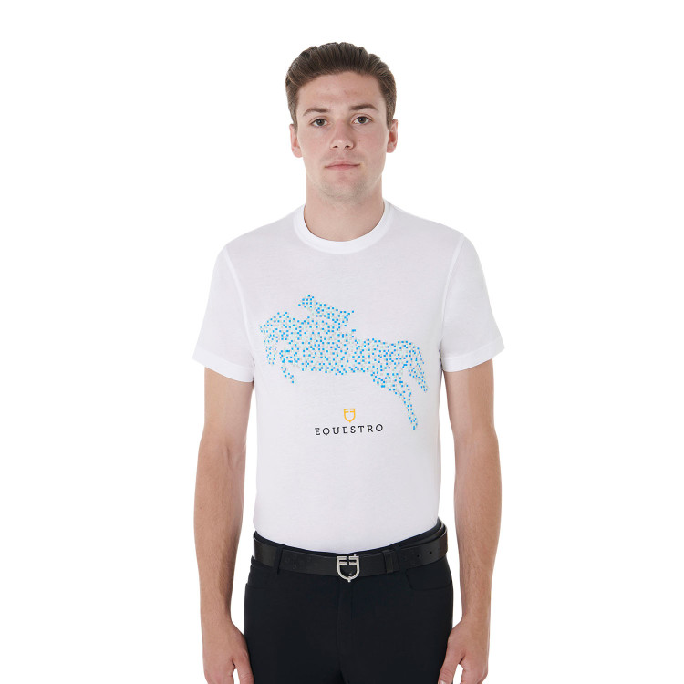Camiseta de algodón Equestro para hombre corte slim con estampado Jump Camiseta de algodón Equestro para hombre corte slim con estampado Jump