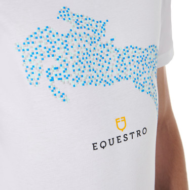 Camiseta de algodón Equestro para hombre corte slim con estampado Jump Camiseta de algodón Equestro para hombre corte slim con estampado Jump
