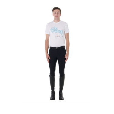 Camiseta de algodón Equestro para hombre corte slim con estampado Jump Camiseta de algodón Equestro para hombre corte slim con estampado Jump