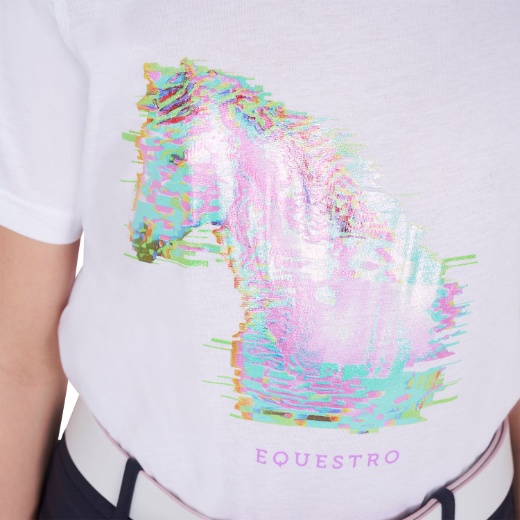 Camiseta para niña con estampado de caballo en interferencia Equestro Camiseta para niña con estampado de caballo en interferencia Equestro