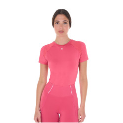 Camiseta técnica de entrenamiento para mujer corte slim Equestro Madreselva Rosa