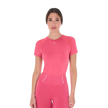 Camiseta técnica de entrenamiento para mujer corte slim Equestro Madreselva Rosa