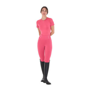 Camiseta técnica de entrenamiento para mujer corte slim Equestro Madreselva Rosa