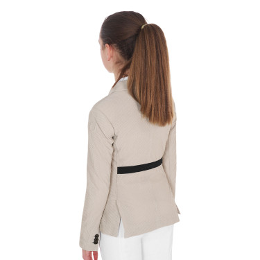 Chaqueta de concurso de tres botones para niña en malla Equestro Chaqueta de concurso de tres botones para niña en malla Equestro