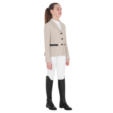 Chaqueta de concurso de tres botones para niña en malla Equestro Chaqueta de concurso de tres botones para niña en malla Equestro
