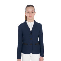 Chaqueta de concurso de tres botones para niña en malla Equestro Marino Azul marino Chaqueta de concurso de tres botones para niña en malla Equestro Marino Azul marino
