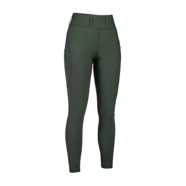 Leggings HKM Jil de cintura alta con rodilleras de silicona Verde oliva