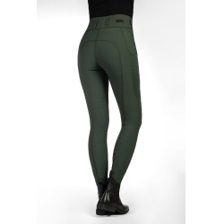 Leggings HKM Jil de cintura alta con rodilleras de silicona Verde oliva