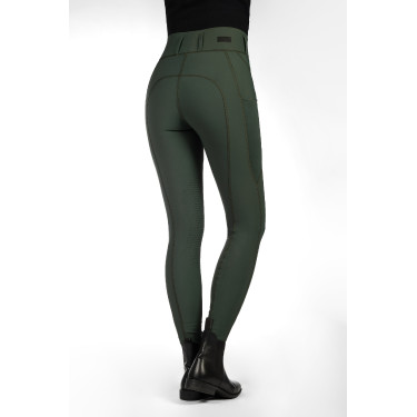 Leggings HKM Jil de cintura alta con rodilleras de silicona Verde oliva