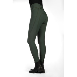 Leggings HKM Jil de cintura alta con rodilleras de silicona Verde oliva
