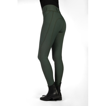 Leggings HKM Jil de cintura alta con rodilleras de silicona Verde oliva