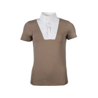 Polo de concurso HKM Virginia de manga corta Gris pardo Marrón Polo de concurso HKM Virginia de manga corta Gris pardo Marrón