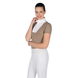 Polo de concurso HKM Virginia de manga corta Gris pardo Marrón