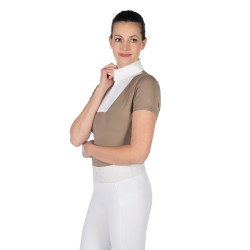 Polo de concurso HKM Virginia de manga corta Gris pardo Marrón