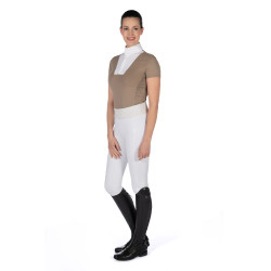 Polo de concurso HKM Virginia de manga corta Gris pardo Marrón