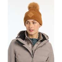 Gorro LeMieux Lila con pompón Jengibre Marrón