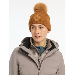 Gorro LeMieux Lila con pompón Jengibre Marrón