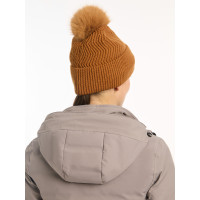 Gorro LeMieux Lila con pompón Alpino Marrón