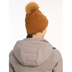 Gorro LeMieux Lila con pompón Jengibre Marrón