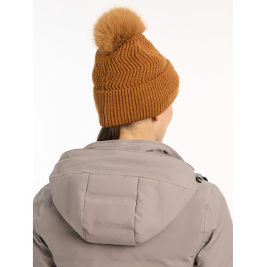 Gorro LeMieux Lila con pompón Jengibre Marrón