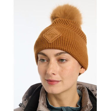 Gorro LeMieux Lila con pompón Jengibre Marrón