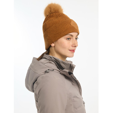 Gorro LeMieux Lila con pompón Jengibre Marrón