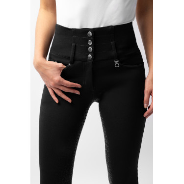 Pantalones de Montar con Cintura Alta deAsiento Completo de Silicona para Mujer Tara Horze Negro Pantalones de Montar con Cintura Alta deAsiento Completo de Silicona para Mujer Tara Horze Negro