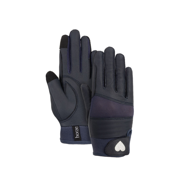 Horze Guantes De Equitación con Estampado de Corazones en Brillantina para Niños Horze Guantes De Equitación con Estampado de Corazones en Brillantina para Niños
